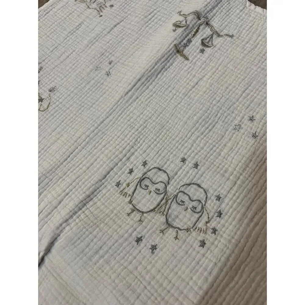 Pottery Barn Kids Metallic Zodiac Muslin Baby Blanket Cotton Astrology‎ Signs